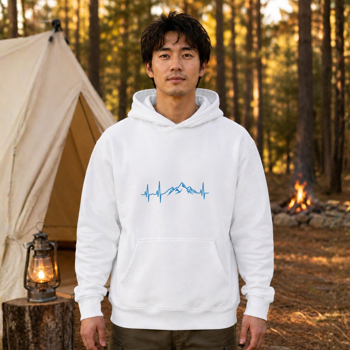 マウンテンハートビート 山脈心電図ライン パーカー
