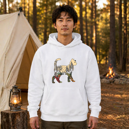 ネイチャーキャット 森と植物シルエット パーカー