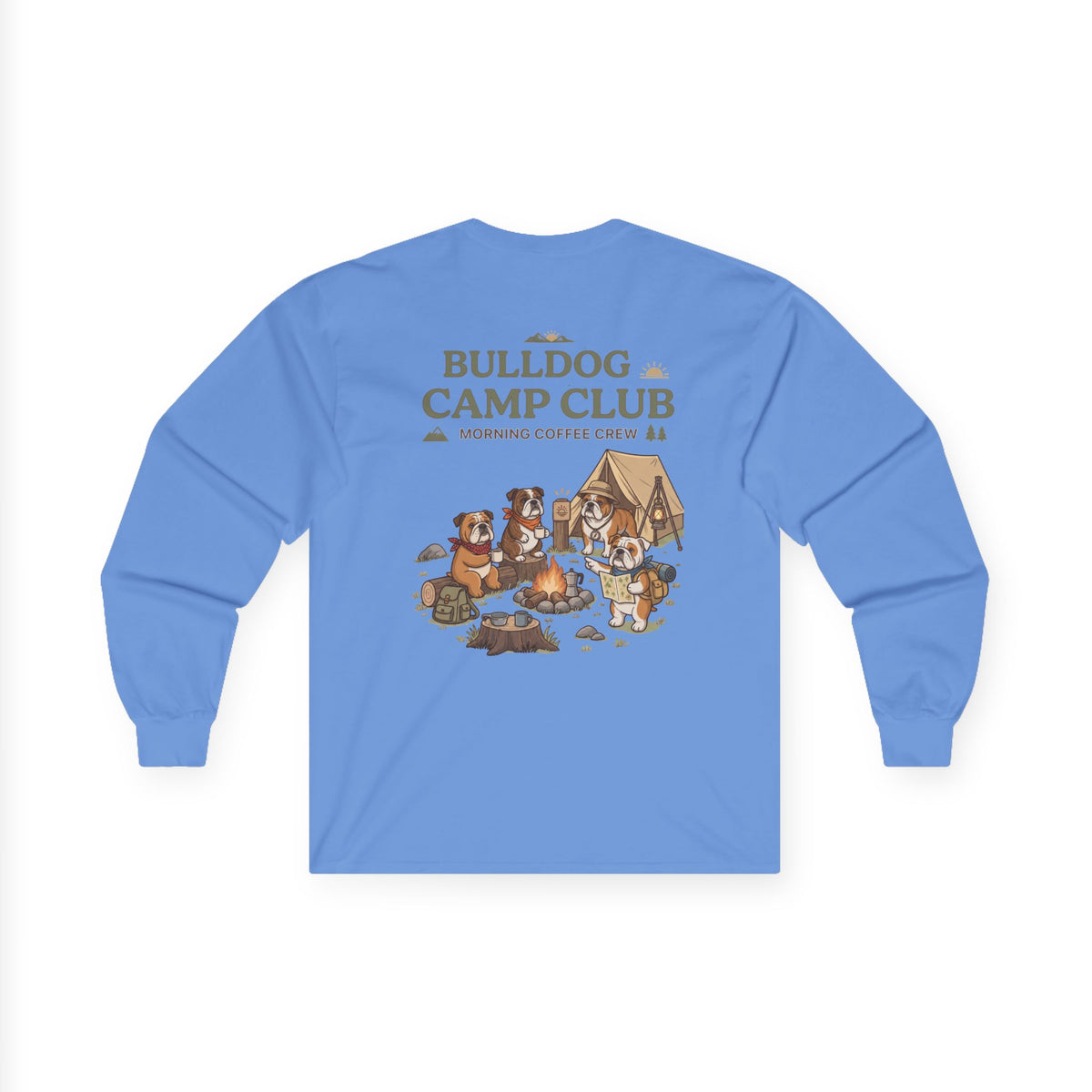 Bulldog Camp Club Campfire Coffee Back Print Long Sleeve T-Shirt
