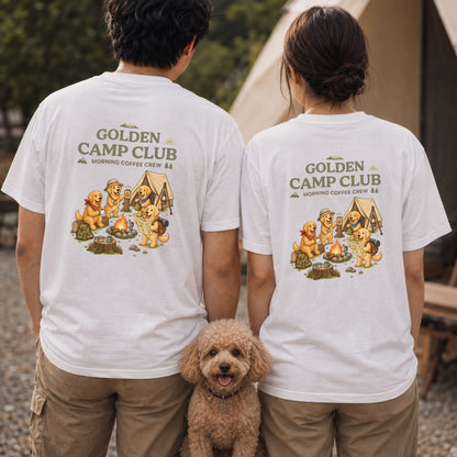 Golden Retriever Camp Club Morning Coffee Crew Back Print T-Shirt - CampModeGear - Product image 3