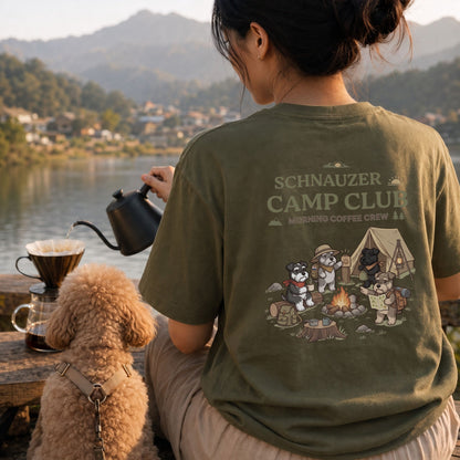 Schnauzer Camp Club Morning Coffee Crew Back Print T-Shirt - CampModeGear - Product image 5