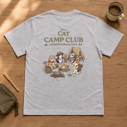 Cat Camp Club Morning Coffee Crew Back Print T-Shirt - CampModeGear - Product image 3