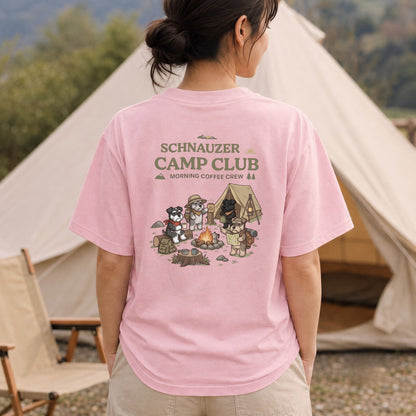 Schnauzer Camp Club Morning Coffee Crew Back Print T-Shirt - CampModeGear - Product image 1