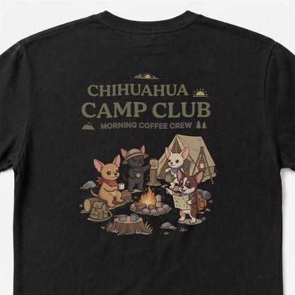 Chihuahua Camp Club Morning Coffee Crew Back Print T-Shirt - CampModeGear - Product image 3