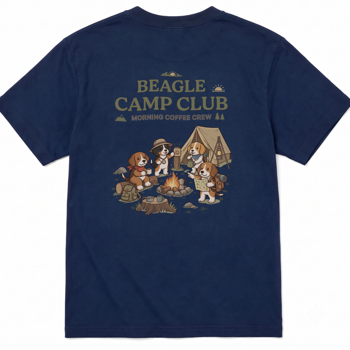 Beagle Camp Club Morning Coffee Crew Back Print T-Shirt - CampModeGear - Product image 6