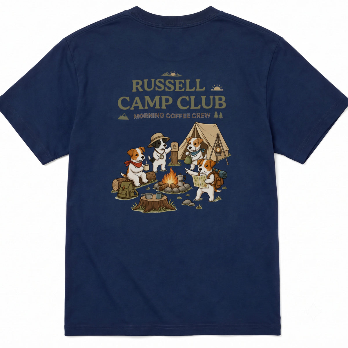 Jack Russell Terrier Camp Club Morning Coffee Crew Back Print T-Shirt - CampModeGear - Product image 6