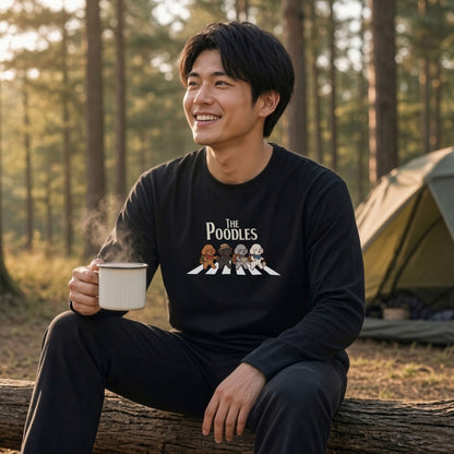 THE POODLES ロンT | レトロ クラシック バンド風 犬グラフィック 長袖 カジュアル Tシャツ【おもしろTシャツ・普段着・ルームウェア・ユニセックス・ギフトに最適】