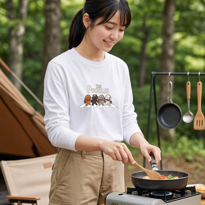 THE POODLES ロンT | レトロ クラシック バンド風 犬グラフィック 長袖 カジュアル Tシャツ【おもしろTシャツ・普段着・ルームウェア・ユニセックス・ギフトに最適】