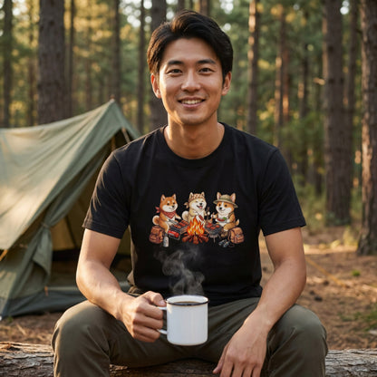 【柴犬・キャンプ＆BBQ】おしゃれな白Tシャツ | CAMPMODE