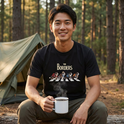 THE BORDERS 横断歩道 キャンプ ゆるかわ Tシャツ 【犬好き・愛犬家・アウトドア・ギフトに最適】