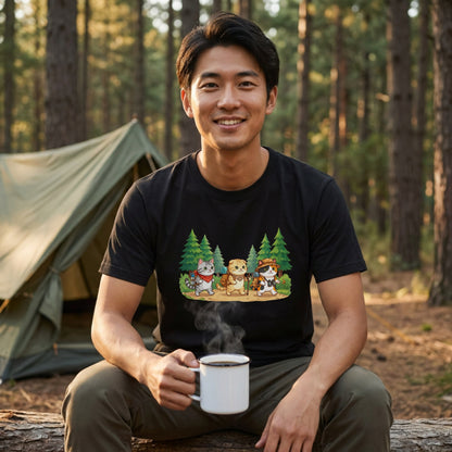 【猫の冒険・ハイキング】かわいい白Tシャツ | CAMPMODE