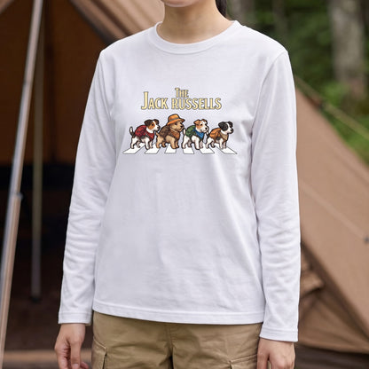 THE JACK RUSSELLS ジャックラッセルテリア散歩デザイン ブラック長袖Tシャツ