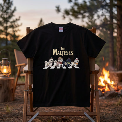 THE MALTESES 横断歩道 キャンプ ゆるかわ Tシャツ 【犬好き・愛犬家・アウトドア・ギフトに最適】