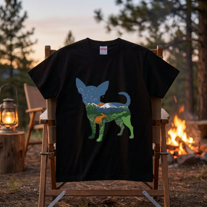 【Chihuahua】自然風景ダブルエスポージャー白Tシャツ | CAMPMODE