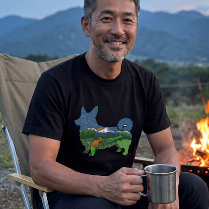 【Corgi】自然風景ダブルエスポージャー白Tシャツ | CAMPMODE