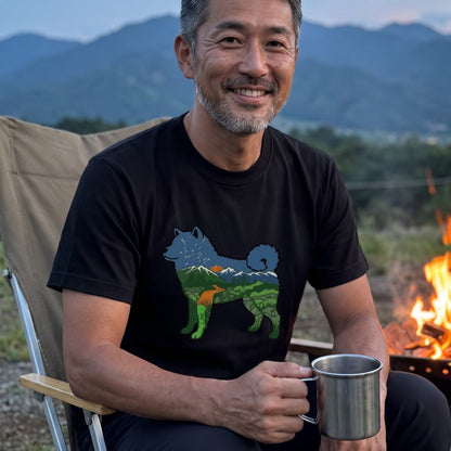 【Akita】自然風景ダブルエスポージャー白Tシャツ | CAMPMODE