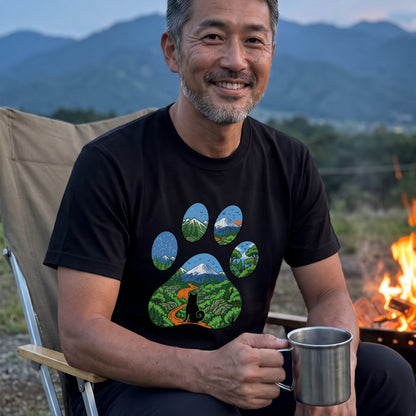 【肉球×富士山】おしゃれな猫アートTシャツ | CAMPMODE