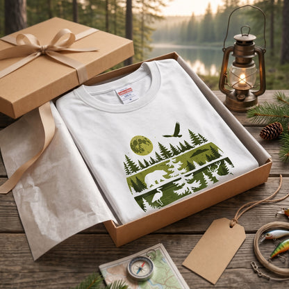 WILDLIFE FOREST ロンT | レトロ サークルグラフィック 森林浴 長袖 カジュアル Tシャツ【アウトドアファッション・普段着・ルームウェア・ユニセックス・ギフトに最適】