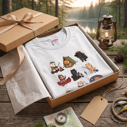 POMERANIAN CAMP | 手描き風 ポメラニアン キャンプギア かわいい グラフィック 長袖Tシャツ【犬雑貨・秋キャンプ・ルームウェア・ギフトに最適】
