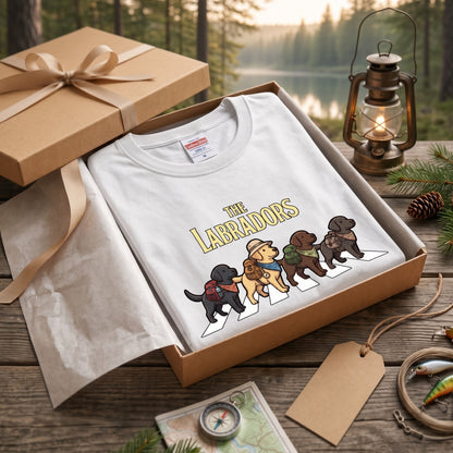 THE LABRADORS ラブラドールレトリバー散歩デザイン ブラック長袖Tシャツ