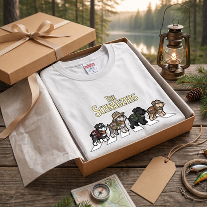 THE SCHNAUZERS ミニチュアシュナウザー散歩デザイン ブラック長袖Tシャツ