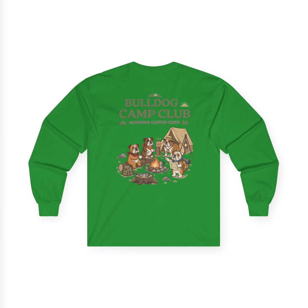 Bulldog Camp Club Campfire Coffee Back Print Long Sleeve T-Shirt