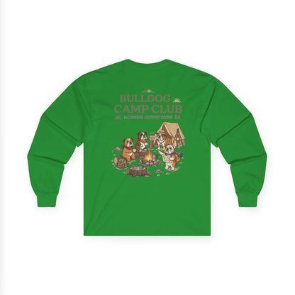 Bulldog Camp Club Campfire Coffee Back Print Long Sleeve T-Shirt
