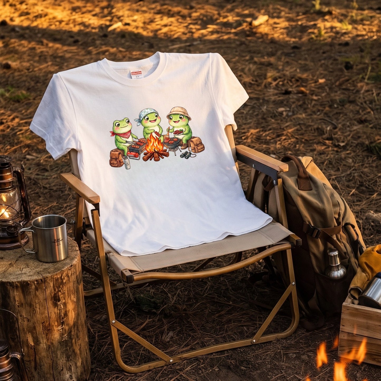 【カエル・キャンプ＆BBQ】おしゃれなTシャツ | CAMPMODE