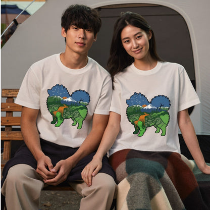 【Pomeranian】自然風景ダブルエスポージャー白Tシャツ | CAMPMODE