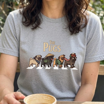 THE PUGS 横断歩道 キャンプ ゆるかわ Tシャツ 【犬好き・愛犬家・アウトドア・ギフトに最適】