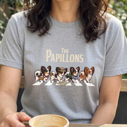 THE PAPILLONS 横断歩道 キャンプ ゆるかわ Tシャツ 【犬好き・愛犬家・アウトドア・ギフトに最適】