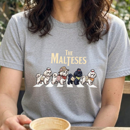 THE MALTESES 横断歩道 キャンプ ゆるかわ Tシャツ 【犬好き・愛犬家・アウトドア・ギフトに最適】