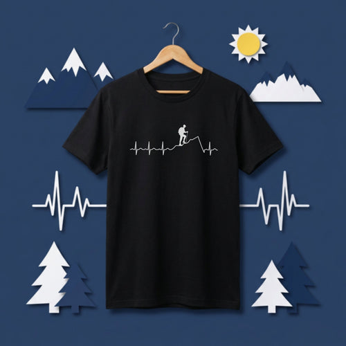 Hiking Heartbeat Pulse Mountain T-Shirt