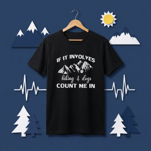 Hiking Dogs Lover Mountain Peak Paw Print T-Shirt