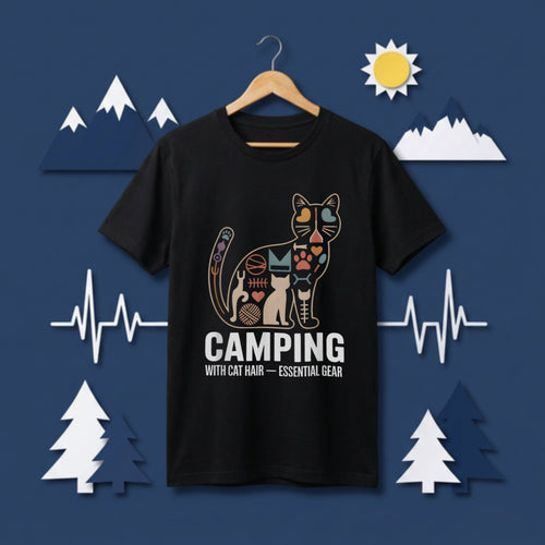Camping With Cat Hair Essential Gear Funny T-Shirt