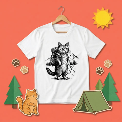 Hiking Cat Backpacking Vintage Outdoor T-Shirt