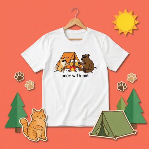 Campfire Cheers Shiba Inu And Bear Graphic T-Shirt