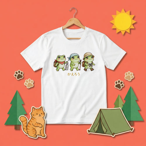 Hiking Frogs Kaerou Lets Go Home Japanese T-Shirt