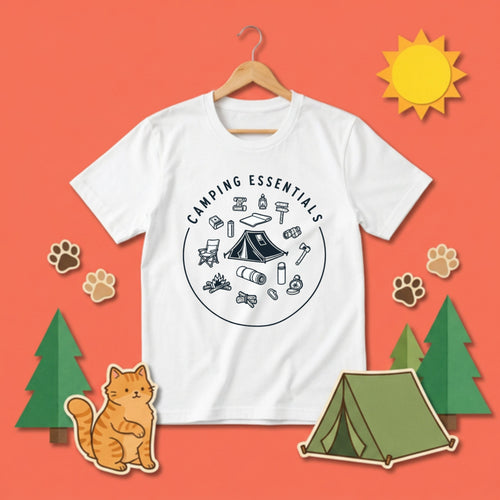 Camping Essentials Campfire And Tent Graphic T-Shirt