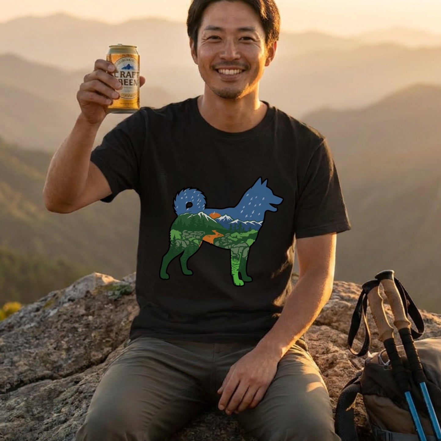 【Shiba】自然風景ダブルエスポージャー白Tシャツ | CAMPMODE