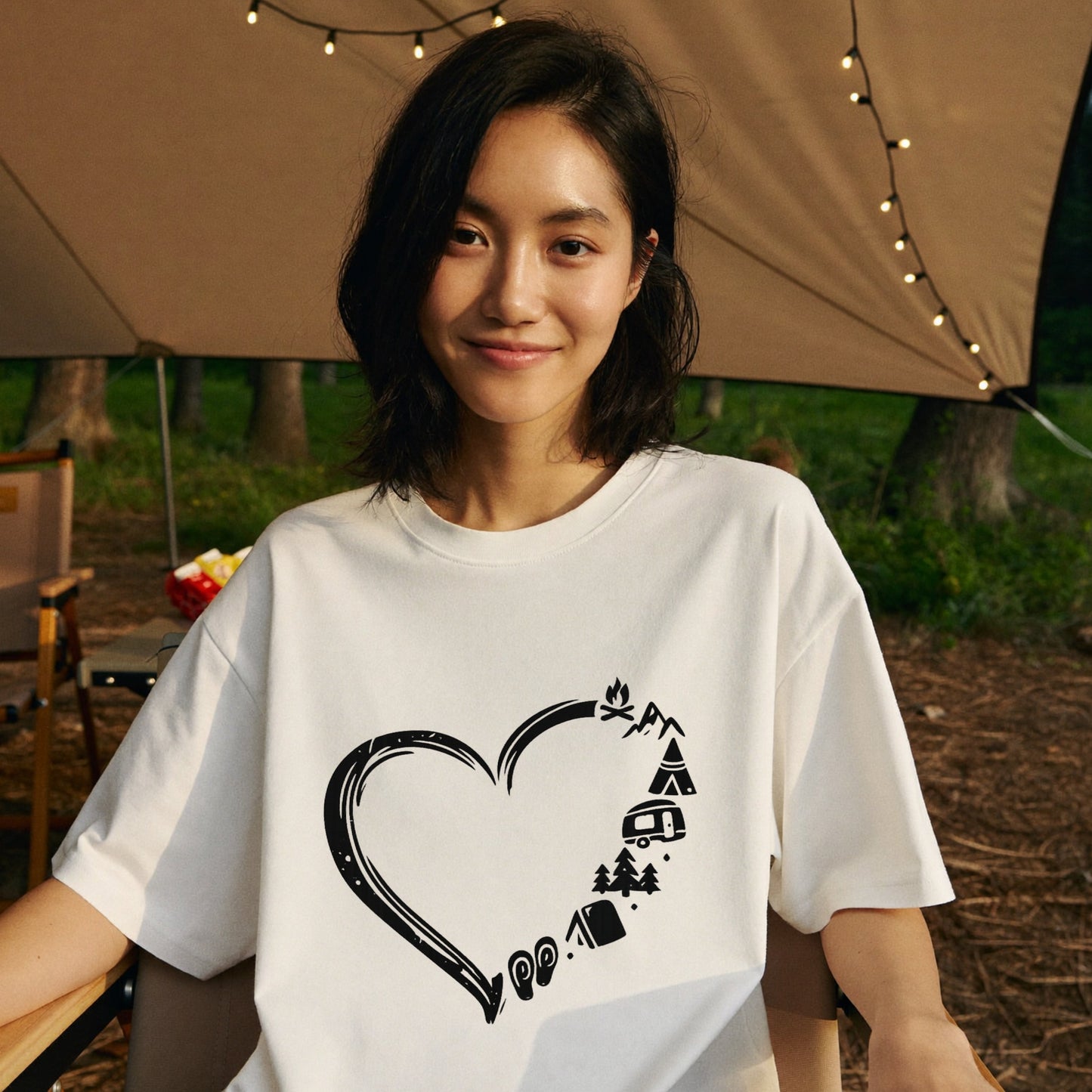 キャンプ ハート グラフィック Tシャツ - CAMPMODE | アウトドア ファッション