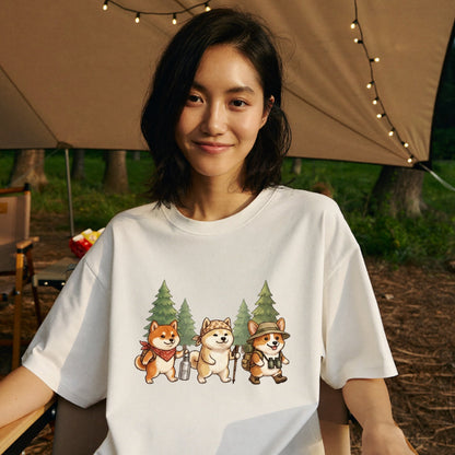 【柴犬・ハイキング＆キャンプ】おしゃれなTシャツ | CAMPMODE