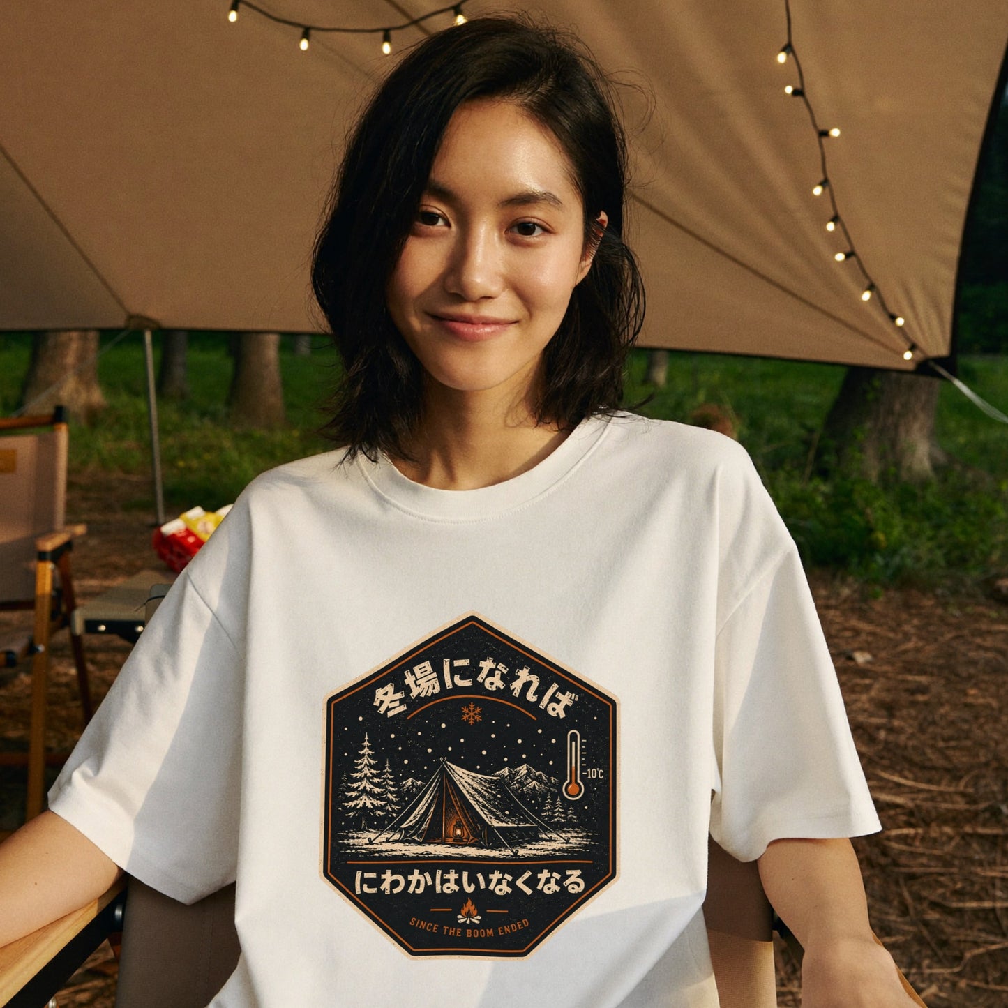 にわか冬に消える 冬キャンプTシャツ｜CAMPMODE