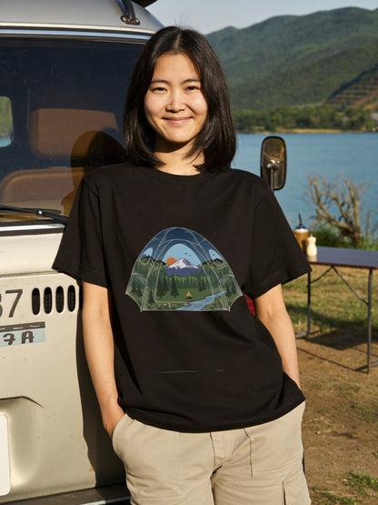 おしゃれなテントビュー・自然イラスト Tシャツ | CAMPMODE