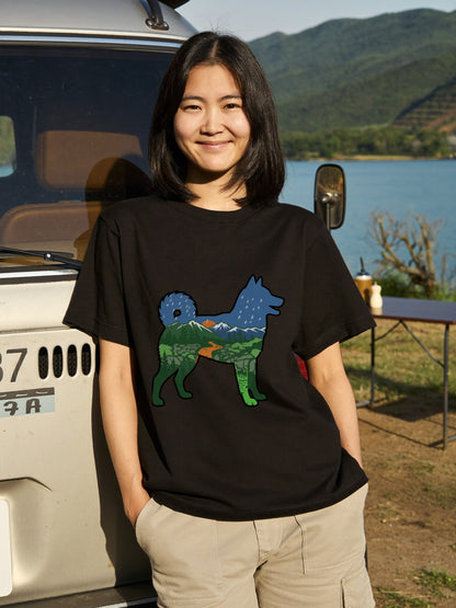 【Shiba】自然風景ダブルエスポージャー白Tシャツ | CAMPMODE