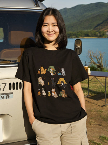 猫好きキャンパーのためのかわいいTシャツ