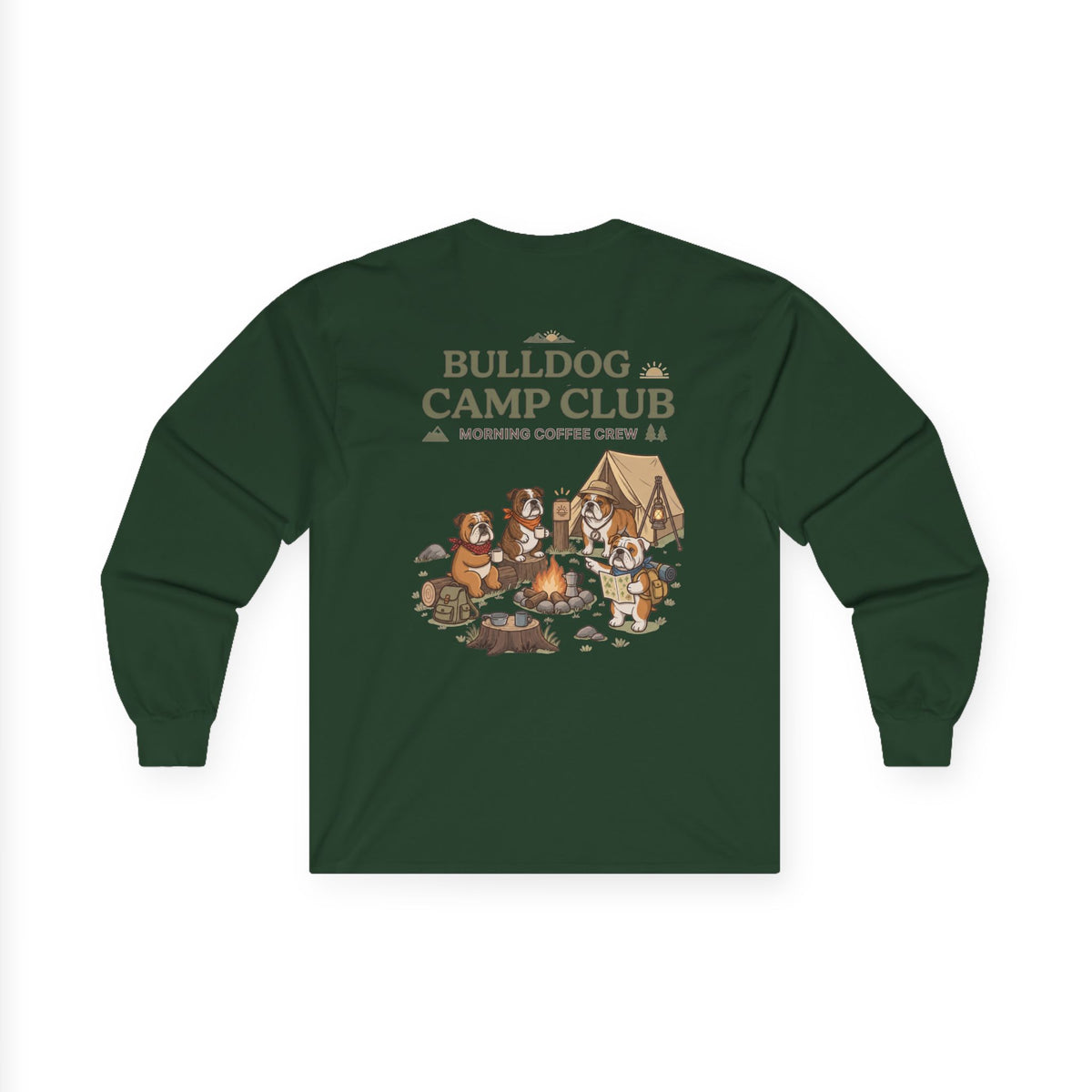 Bulldog Camp Club Campfire Coffee Back Print Long Sleeve T-Shirt