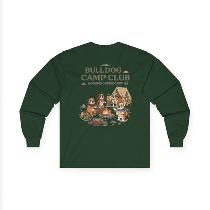 Bulldog Camp Club Campfire Coffee Back Print Long Sleeve T-Shirt
