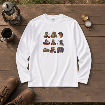 YORKIE CAMP | 手描き風 ヨーキー キャンプギア かわいい グラフィック 長袖Tシャツ【犬雑貨・秋キャンプ・ルームウェア・ギフトに最適】