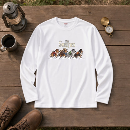 THE SHELTIES シェルティ散歩デザイン ブラック長袖Tシャツ